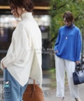 レディース 大人 上品 日本製バックスリットニットトップス