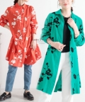 レディース 大人 上品 舞い散る草花刺繍のコットンシャツチュニック【ゆうパケット可】