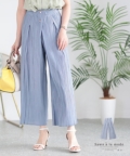 レディース 大人 上品 細見えプリーツのタック入りワイドパンツ【7月19日20時販売新作】【ゆうパケット可】