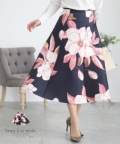 【イベントセール】 レディース 大人 上品 視線を奪う艶やかな花柄フレアスカート mode-9044