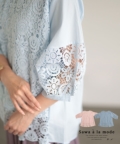 レディース 大人 上品 美しいカットワークの花レースチュニック【ゆうパケット可】 mode-9633